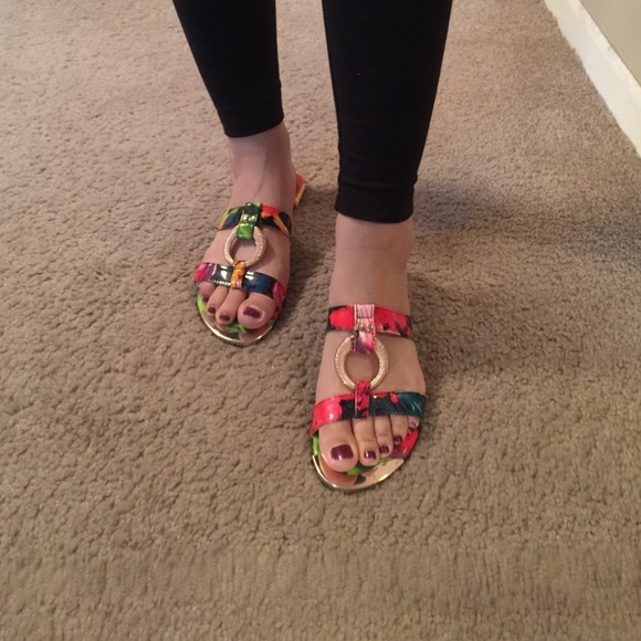 Authentic Ferdene floral low heels slippers - Picture 1 of 4