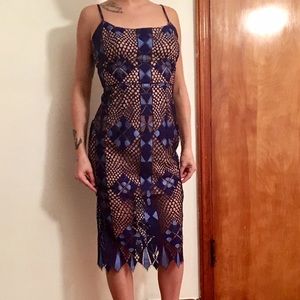Royal blue & nude lined bcbg maxaria cocktail