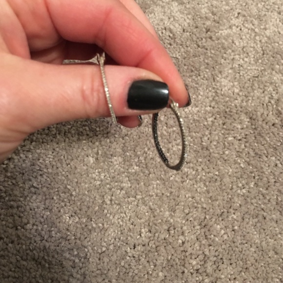Fred Meyer white and black diamond hoop earrings