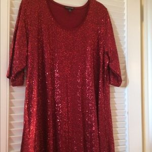 Eileen fisher red sequin top