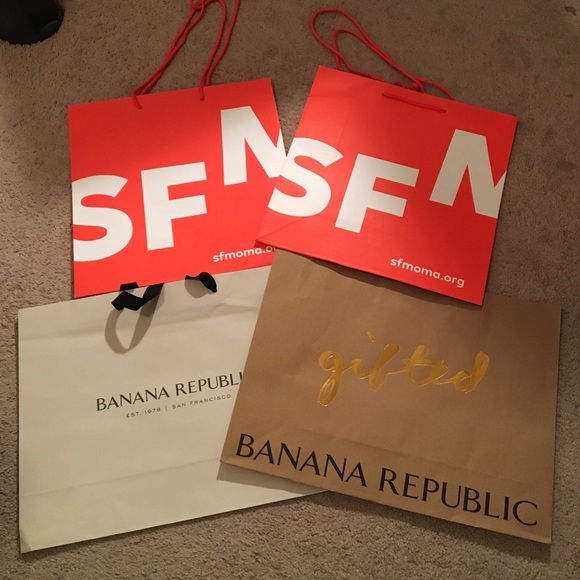 2 x SFmoma, 2 x Banana Republic shopping bags