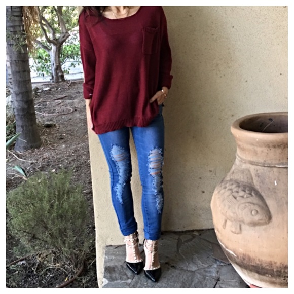 Loose fit burgundy sweater ONE DAY SALE - Picture 2 of 4