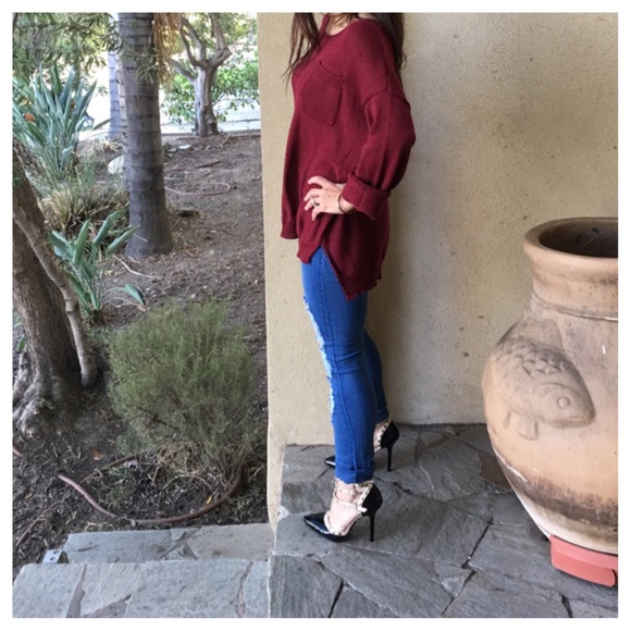 Loose fit burgundy sweater ONE DAY SALE - Picture 3 of 4