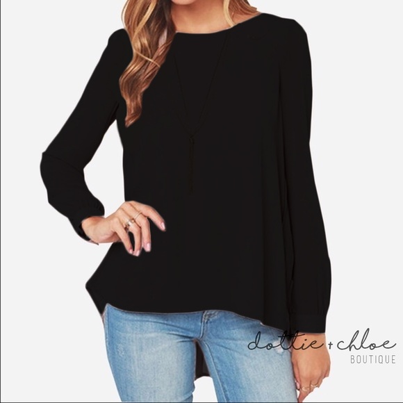 Chiffon Pleated Hi-Lo Long Sleeve Top #806 - Picture 2 of 4