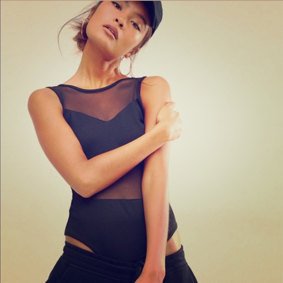 Asos Black Daisy Street Body With Mesh Panel