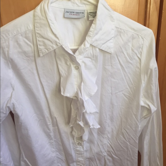 Ruffle Front White Blouse