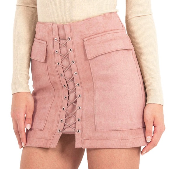 Blush Suede Skirt - Picture 2 of 2