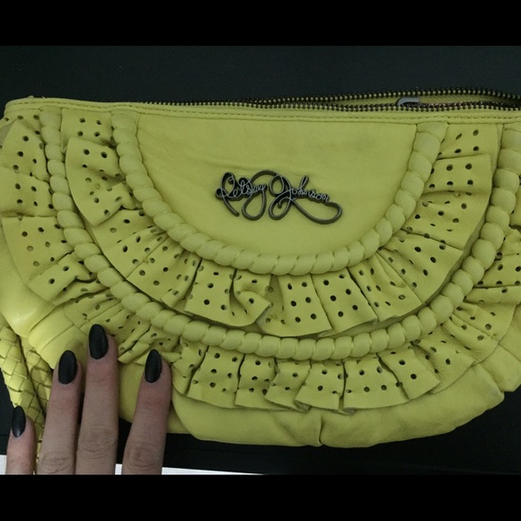 Betsey Johnson yellow Leather clutch