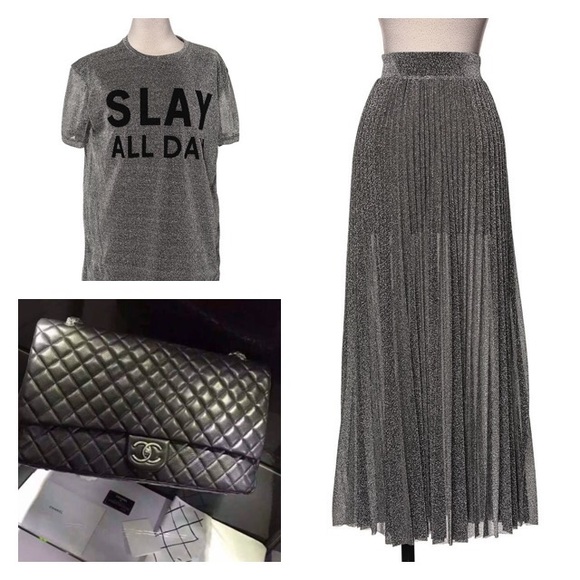 Jasmine Set Pleated Skirt with Slay Tee - Picture 2 of 3