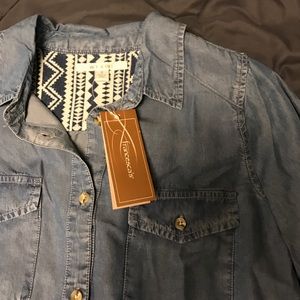 NWT Francesca's Jean Button Up