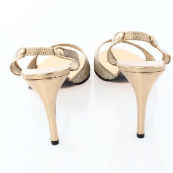 YSL size 9.5 Giselle METALLIC gold slingback pumps - Picture 3 of 4