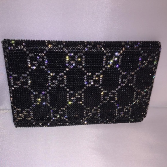 💰SOLD💰 GUCCI evening bag SWAROVSKI CRYSTAL logo - Picture 3 of 8