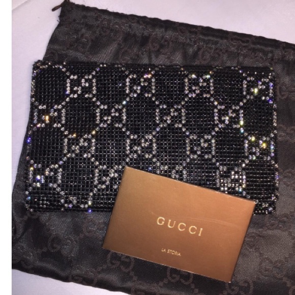💰SOLD💰 GUCCI evening bag SWAROVSKI CRYSTAL logo - Picture 5 of 8