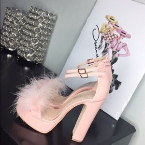 Light Pink Faux Feather Platforms