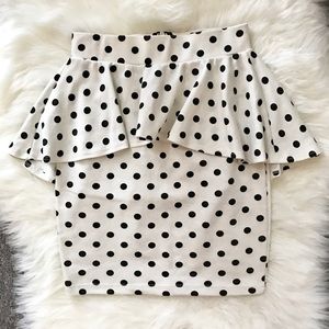 High waisted Peplum Polkadot Skirt