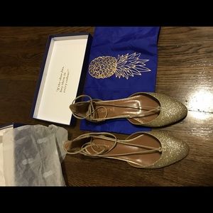 Aquazzura Shoes - Aquazurra New 2016 Laced Gold Glitter Flats Aquazzura Shoes - Aquazurra New 2016 Laced Gold Glitter Flats