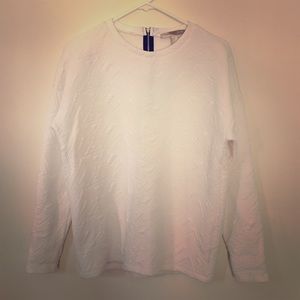 Long Sleeve Textured Pullover with Exposed Zipper