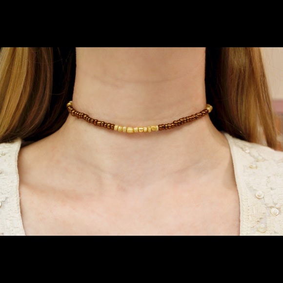 Bronze and Gold Beaded Choker
