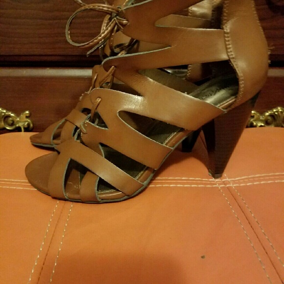 Brown lace up sandals