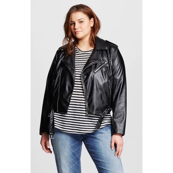 Who What Wear Jackets & Blazers - Plus Size Vegan Leather Moto Jacket