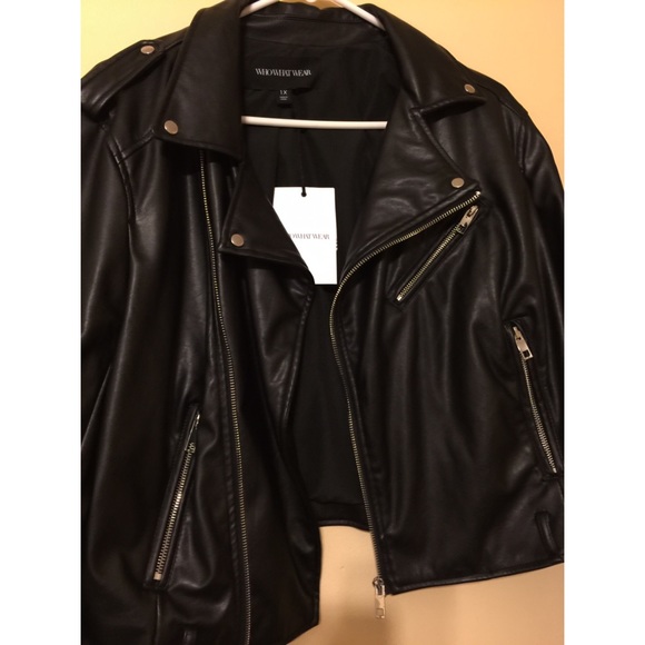 Plus Size Vegan Leather Moto Jacket - Picture 3 of 4