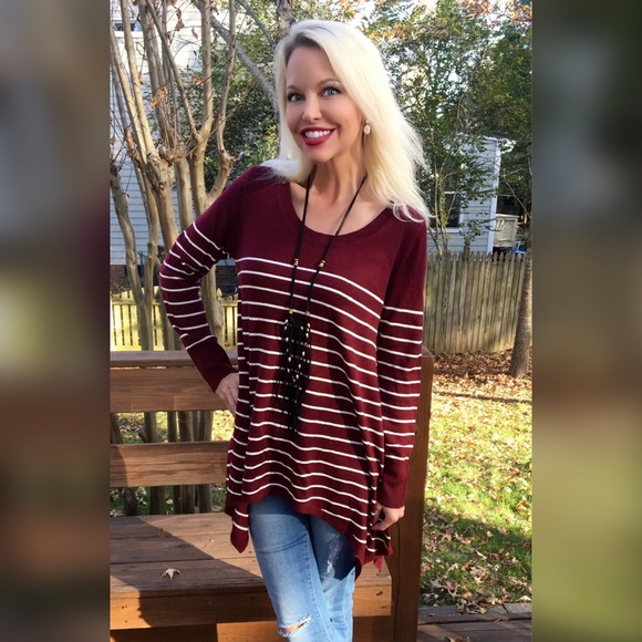 Deep Maroon asymmetric hem sweater tunic! LAST 1 - Picture 3 of 3