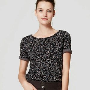 Ann Taylor LOFT leopard print top gray