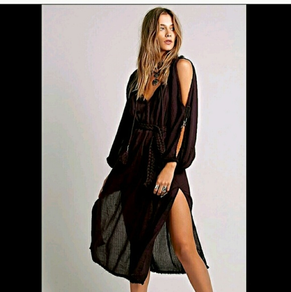 Free People Black Plum Purple Cherry Dress