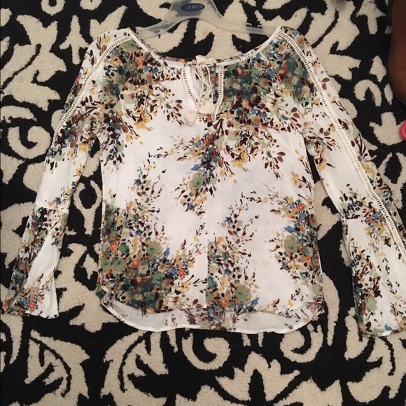 Cream, floral boho top