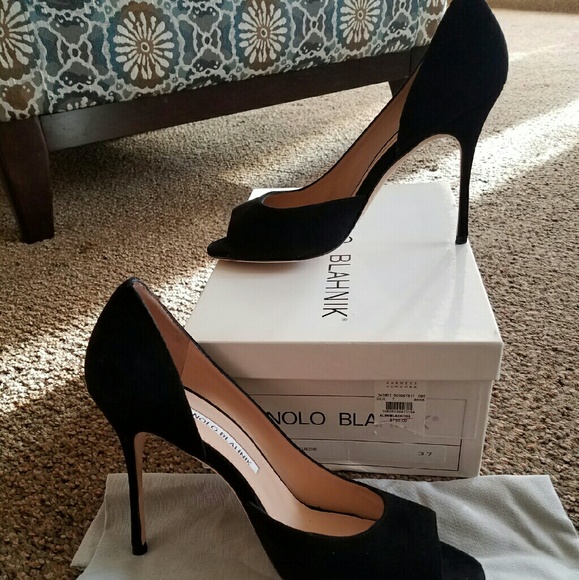 SOLD795$ Manolo Blahnik Alimsta Half-d'Orsay Heels - Picture 3 of 4