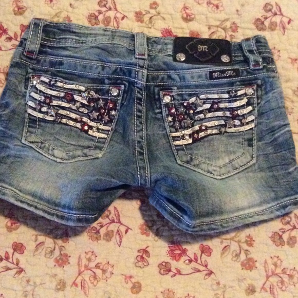 Miss Me American flag designs shorts girls
