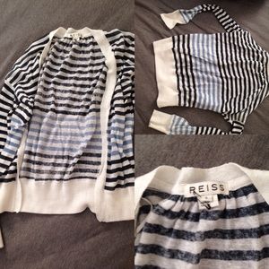 Reiss Sweaters - REISS blue striped white open cardigan sweater Reiss Sweaters - REISS blue striped white open cardigan sweater