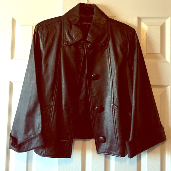 Black leather waist length jacket