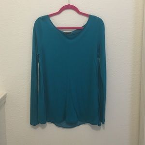 Express Teal Scoop-Neck Chiffon Crossback Top