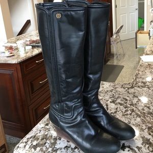 Tory Burch Leather Tall Wedge Boots