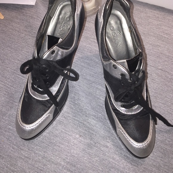 Hogan Black & Silver Heeled Booties