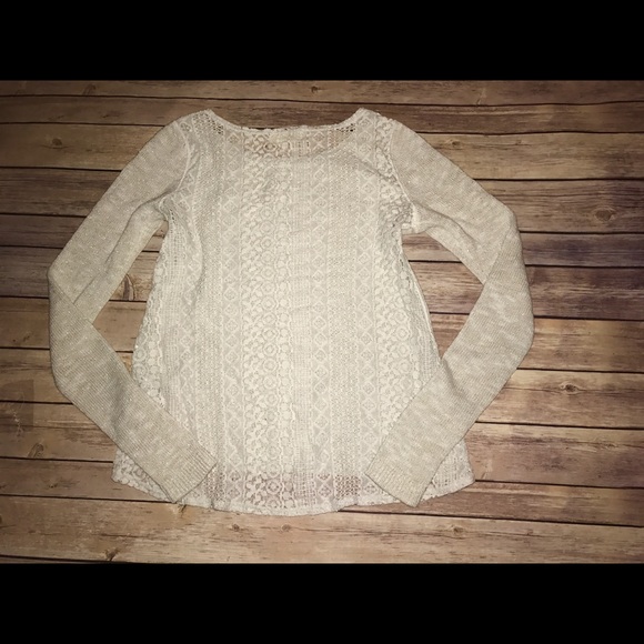 Hollister Long Sleeve Sparkle Crochet Sweater! S