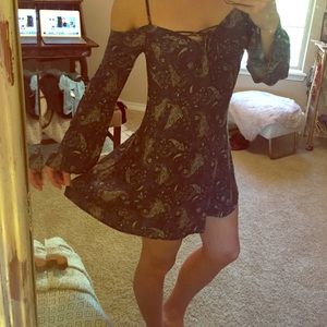 Cold shoulder paisley dress