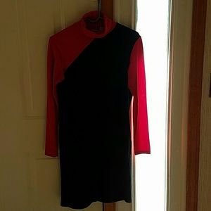 Color block dress, red and black