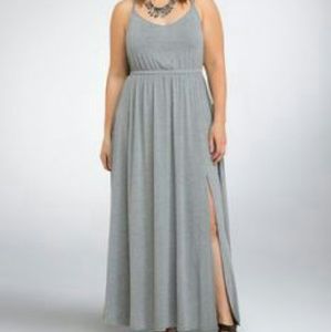 Torrid Gray Twist Knot Side Slit Maxi Dress