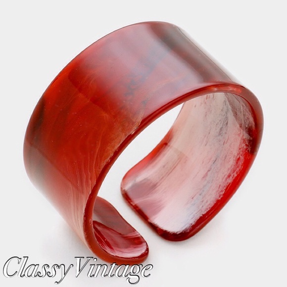 vintage again Jewelry - Beautiful burgundy celluloid cuff bracelet.