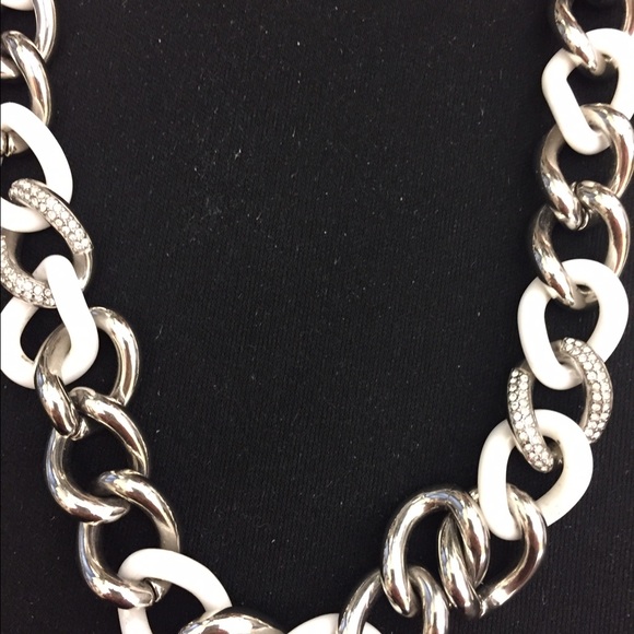 New DKNY Stainless & White Ceramic Necklace