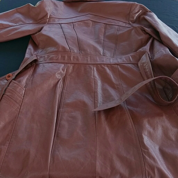 Oxblood long leather coat - Picture 3 of 4