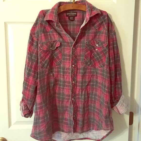 Vintage distressed plaid flannel