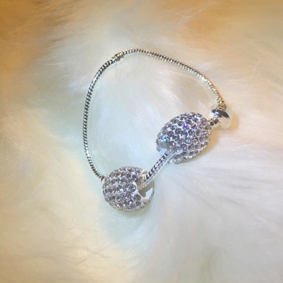Silver Clay Crystal bracelet