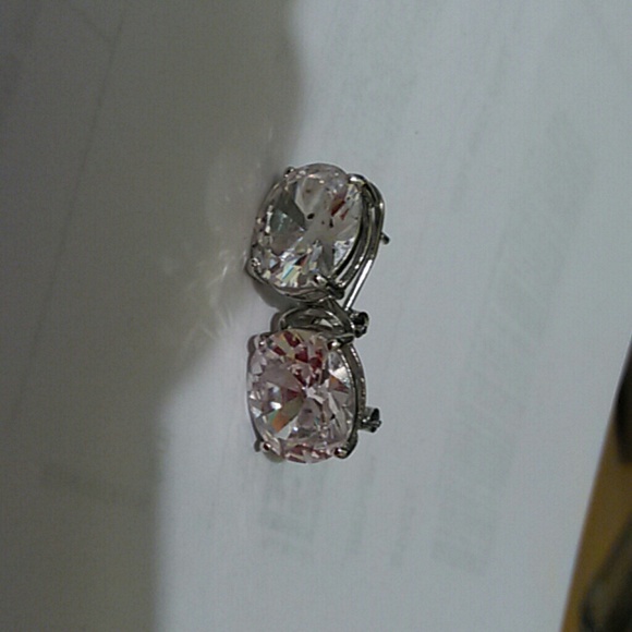 Oval French set cubic zirconia earrings