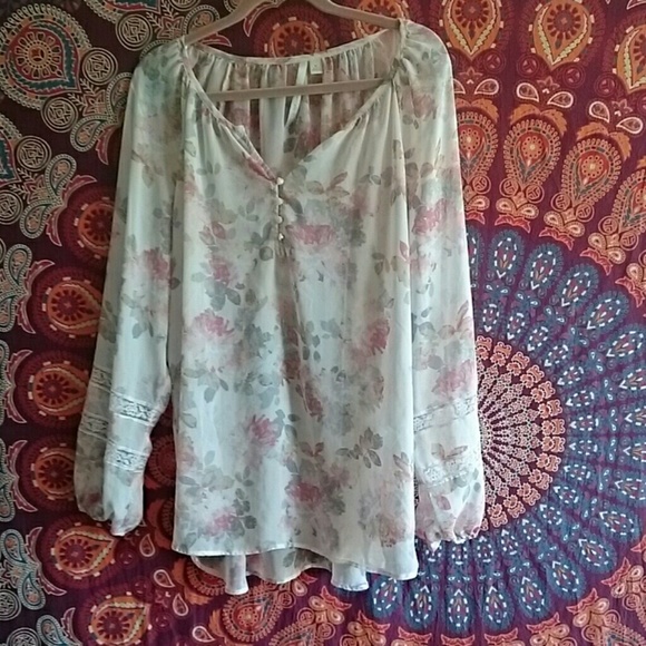 Lauren Conrad sheer floral blouse