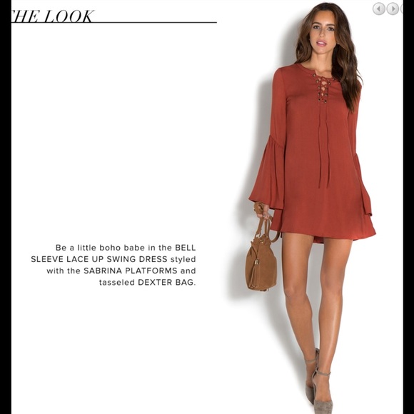 ❌SOLD❌Cinnamon Bell Sleeve Swing Dress - Picture 3 of 8