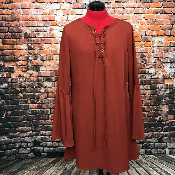 ❌SOLD❌Cinnamon Bell Sleeve Swing Dress - Picture 6 of 8