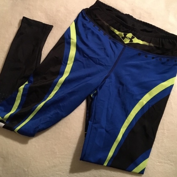 Under Armour Pants - Royal Blue and Neon Yellow Under Armour Leggings